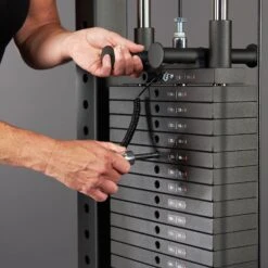 Mirafit M4 Lat Pulldown & Seated Row Machine With Weight Stack -Fitness Promotion Store Adjusting Weight stack on with Mirafit M4 135kg weight stack Machine