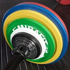 Mirafit Calibrated Cast Iron Weight Plates -Fitness Promotion Store Barbell Loaded with Full Set of Mirafit Calibrated Cast Iron Weight Plates