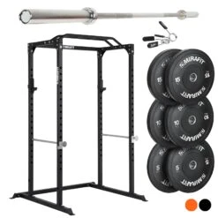 Mirafit M100 Power Rack With Barbell And Weights Set -Fitness Promotion Store Black M100 Rack with Barbell and 60kg Package 1