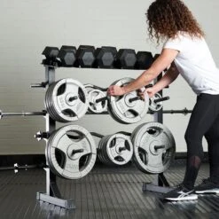 Mirafit 300kg Weight Plate & Bar Rack -Fitness Promotion Store Black Mirafit 300kg Weight Plate and Bar Rack in gym