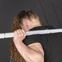 Mirafit Leviathan Squat Bar 17 Mirafit Leviathan Squat Bar -Fitness Promotion Store Bobbie Butters Positioning Mirafit Leviathan Squat Bar on Shoulders