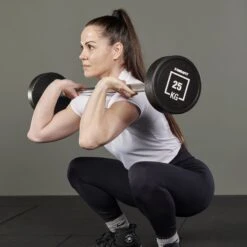 Mirafit Urethane Fixed Weight Barbells -Fitness Promotion Store Front Squat with Mirafit 25kg Urethane Fixed Weight Barbell 1