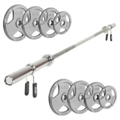 Mirafit Olympic Bar & Cast Iron Weight Plates Set