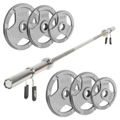 Mirafit Olympic Bar & Cast Iron Weight Plates Set -Fitness Promotion Store MF KIT 7ft bar and 60kg weight plates