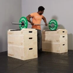 Mirafit Olympic Weightlifting Jerk Blocks -Fitness Promotion Store Man Stood at Mirafit Gen II Wooden Jerk Blocks 1