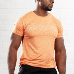 Mirafit Orange Gym T-Shirt -Fitness Promotion Store Man Wearing Mirafit Orange T Shirt 1