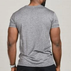 Mirafit Grey Marl Gym T-Shirt -Fitness Promotion Store Man Wearing a Mirafit Grey T Shirt Back 6