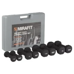 Mirafit 10kg Mini Dumbbell Set In Case - Black Weights