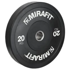 Mirafit Black Olympic Rubber Bumper Plates -Fitness Promotion Store Mirafit 20kg Black Olympic Rubber Bumper Plate on White Background