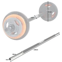 Mirafit 20kg Studio Pump Set - Black/Orange/Grey -Fitness Promotion Store Mirafit 20kg Studio Pump Set Black Orange Grey Measurements