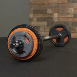 Mirafit Studio Pump Set Weights -Fitness Promotion Store Mirafit 20kg Studio Pump Set Black Orange Grey Sat in Gym