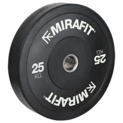 Mirafit Black Olympic Rubber Bumper Plates -Fitness Promotion Store Mirafit 25kg Black Olympic Rubber Bumper Plate on White Background