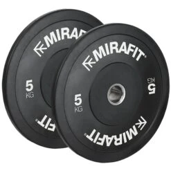 Mirafit Black Olympic Rubber Bumper Plates -Fitness Promotion Store Mirafit 2x5kg Black Olympic Rubber Bumper Plates