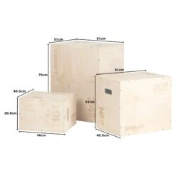 Mirafit 3in1 Wooden Plyo Jump Boxes - Set Of 3 -Fitness Promotion Store Mirafit 3 in 1 Wooden Plyo Jump Box Set of 3 Boxes Measurements