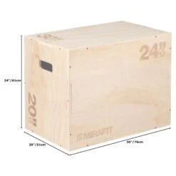 Mirafit 3in1 Wooden Plyo Jump Box - 30" X 24" X 20" 16 Mirafit 3in1 Wooden Plyo Jump Box - 30" X 24" X 20" -Fitness Promotion Store Mirafit 3in1 Wooden Plyo Jump Box 30x24x20 on White Background with Measurements