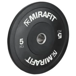 Mirafit Black Olympic Rubber Bumper Plates -Fitness Promotion Store Mirafit 5kg Black Olympic Rubber Bumper Plate on White Background
