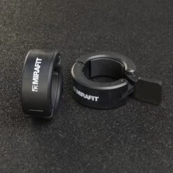 Mirafit Loadable Dumbbell Bars -Fitness Promotion Store Mirafit Black Olympic Dumbbell Collars on gym mats 3