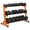 Mirafit Hex Dumbbell Set & 3 Tier Weight Rack