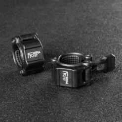 Mirafit Gen II 2" Olympic Weight Bar Quick Release Collars -Fitness Promotion Store Mirafit Gen III QR Collar Black on gym mats
