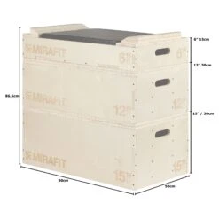 Mirafit Olympic Weightlifting Jerk Blocks -Fitness Promotion Store Mirafit Gen II Wooden Jerk Blocks on White Background with Measurements 1