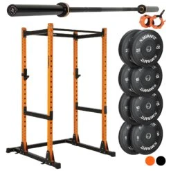 Mirafit M200/M200S Power Rack With Barbell And Weights Set -Fitness Promotion Store Mirafit M200 Rack orange plates bar collars 100KG 1