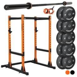 Mirafit M200/M200S Power Rack With Barbell And Weights Set -Fitness Promotion Store Mirafit M200S Rack orange plates bar collars 150KG 1