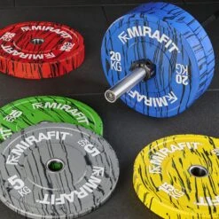 Mirafit Marbled Bumper Plates -Fitness Promotion Store Mirafit Marbled Bumper Plates on gym mats 6