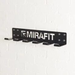 Mirafit Multi Function Gym Wall Storage Rack - 6 Hook -Fitness Promotion Store Mirafit Multi Function Gym Wall Storage Rack on wall