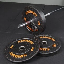 Mirafit Olympic Barbell & Weights Set -Fitness Promotion Store Mirafit Olympic Bar and Rubber Crumb Bumper Plate Set