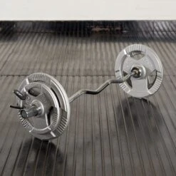 Mirafit Olympic Curl Bar & 30kg Tri Grip Weight Set -Fitness Promotion Store Mirafit Olympic Curl Bar and 30kg Tri Grip Weight on Mats