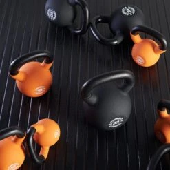 Mirafit Soft Touch Cast Iron Kettlebell Weight -Fitness Promotion Store Mirafit Soft Touch Cast Iron Kettlebell Set Sat on Gym Mats 3