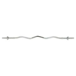 Mirafit Standard 1" Spinlock EZ Curl Bar -Fitness Promotion Store Mirafit Standard 1 Inch Spinlock EZ Curl Bar Silver Flat View