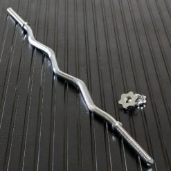 Mirafit Standard 1" Spinlock EZ Curl Bar -Fitness Promotion Store Mirafit Standard 1 Inch Spinlock EZ Curl Bar on Mat