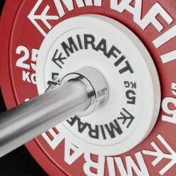 Mirafit Metal Barbell Collars -Fitness Promotion Store Mirafit Steel Compression Collar on Barbell with Mirafit Calibrated Plates