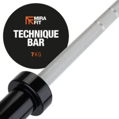 Mirafit 7kg 6ft Olympic Technique Bar -Fitness Promotion Store Mirafit Technique Bar Black and Silver knurling