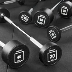 Mirafit Urethane Fixed Weight Barbells -Fitness Promotion Store Mirafit Urethane Fixed Weight Barbells on Gym Mats 12