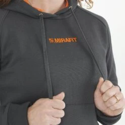 Mirafit Women's Charcoal Gym Hoodie -Fitness Promotion Store Mirafit Womens Charcoal Gym Hoodie chest detail 7