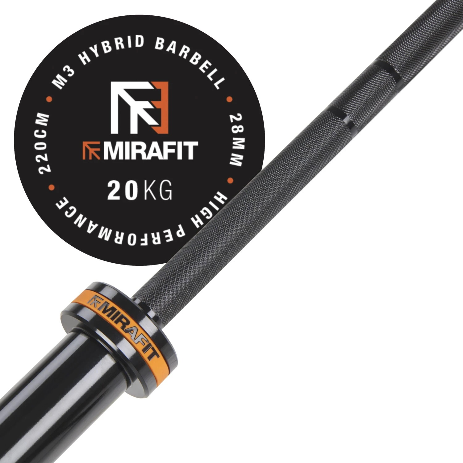 Mirafit M3 7ft 20kg Olympic Barbell - Black 3 Mirafit M3 7ft 20kg Olympic Barbell - Black - Image 3