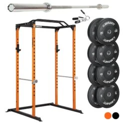 Mirafit M100 Power Rack With Barbell And Weights Set -Fitness Promotion Store Orange M100 Rack with Barbell and 100kg Package 1