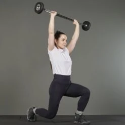 Mirafit Urethane Fixed Weight Barbells -Fitness Promotion Store Overhead Lunge with Mirafit 50kg Urethane Fixed Weight Barbell 1