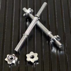 Mirafit 14'' Spinlock Dumbbell Bars - Silver -Fitness Promotion Store Pair of Mirafit 14 Inch Spinlock Dumbbell Bars in Silver on a Gym Mat