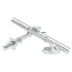 Mirafit 18" Spinlock Dumbbell Bars - Silver -Fitness Promotion Store Pair of Mirafit 18 Inch Spinlock Dumbbell Bars Measurements