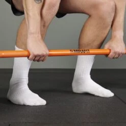 Mirafit M3 7ft 20kg Olympic Barbell - Orange & Black 14 Mirafit M3 7ft 20kg Olympic Barbell - Orange & Black -Fitness Promotion Store Positioning for Deadlift with Black and Orange Mirafit M3 20kg Olympic Barbell