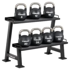 Mirafit Black Competition Kettlebell Set & Weight Rack