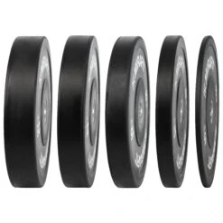 Mirafit Black Olympic Rubber Bumper Plates -Fitness Promotion Store Side View Mirafit Black Olympic Rubber Bumper Plates on White Background