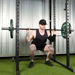 Mirafit M3 6ft International Olympic Bar -Fitness Promotion Store Squat in Power Rack with Mirafit M3 International Bar