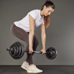 Mirafit 20kg Studio Pump Set - Black -Fitness Promotion Store Staggered Stance Deadlift with Mirafit 20kg Studio Pump Set