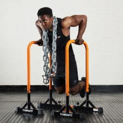 Mirafit Olympic Barbell Weighted Chains -Fitness Promotion Store Tricep Dips with Mirafit Olympic Weightlifting Chains Around Shoulders