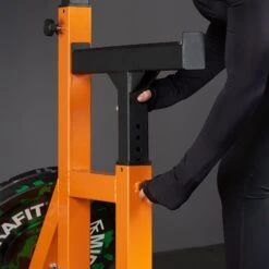 Mirafit M250 Adjustable Weight Bench & M230 Squat Rack Kit -Fitness Promotion Store adjusting arms on Mirafit M230 Squat and Bench Press Rack 2