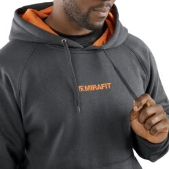 Mirafit Men's Charcoal Gym Hoodie -Fitness Promotion Store chest detail Mirafit Mens Charcoal Gym Hoodie 7